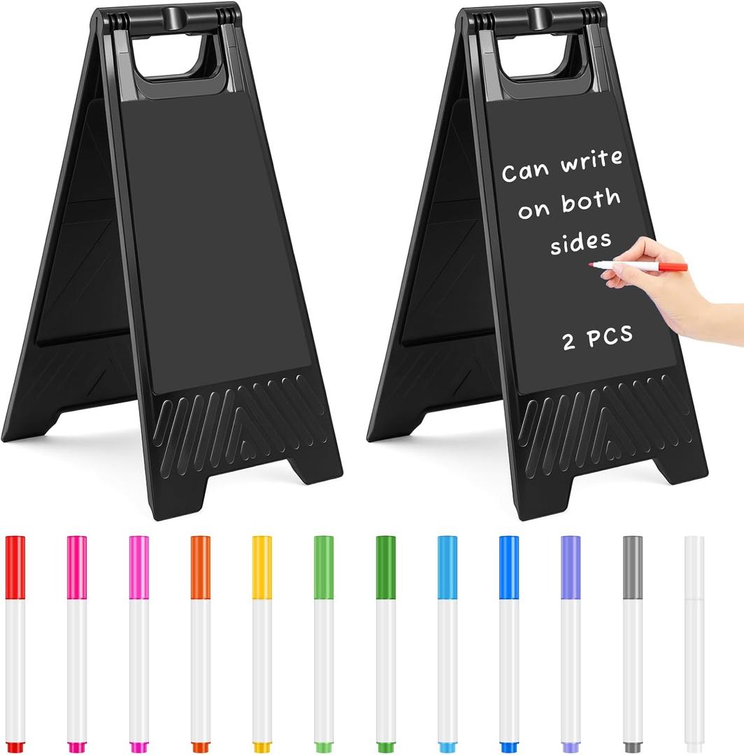 2 Pack a Frame Sandwich Board Sign with Dry Erase Surface Double Sided Sidewalk Sign Chalkboard Easel Heavy Duty Plastic Dry Erase Poster Board for Outdoor Restaurant Cafe Menu (Black) 2 Pack a Frame Sandwich Board Sign with Dry Erase Surface Double Sided Sidewalk Sign Chalkboard Easel Heavy Duty Plastic Dry Erase Poster Board for Outdoor Restaurant Cafe Menu (Black)