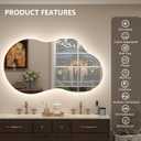 40x24 Inch Irregular Cloud LED Bathroom Mirror, Asymmetrical Backlit Bathroom Vanity Mirror, Anti-Fog, Dimmable, 3 Colors, Memory, Shatterproof (Horizontal/Vertical)