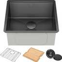 KRAUS Kore 21 Inch Undermount Workstation 16 Gauge Stainless Steel Single Bowl Kitchen Sink n PVD Gunmetal Finish with Accessories, KWU1101-21-PGM