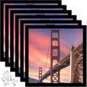 6 Sets 14x14 Picture Frame, Frames for 14 x 14 Canvas Collage Photo Poster Certificate Wall Gallery, High Transparent Horizontal Vertical Black Square 14 by 14 Inches