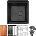 Black Bar Sink Undermount,Bar & Prep Sinks with Workstation,Small Stainless Steel Sink 16 Gauge(16" X 18")