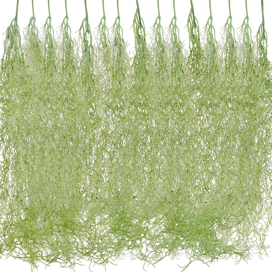 Cindeer 15 Pcs Spanish Moss Faux Hanging Moss Garland Fake Greenery Artificial Decor for Crafts (43 Inch, Green)