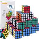 24 Pack Mini 3x3 Cube Puzzle, 1.18 Inch Small Twisty Brain Teaser, Pocket Size Magic Cube Toy for Kids, School Rewards & Classroom Prizes, Birthday Party Favors
