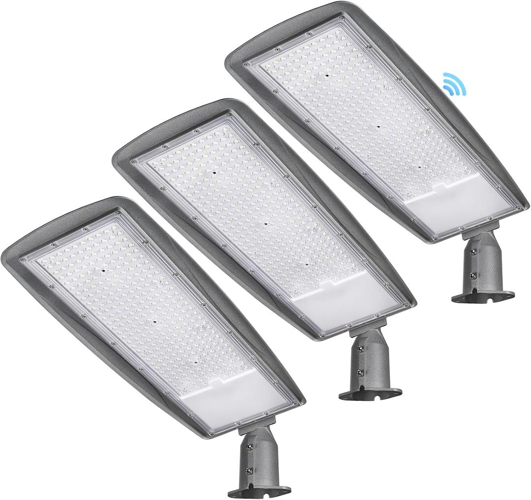 3 Pack 300W LED Parking Lot Light,Dusk to Dawn Outdoor Shoebox Pole Lighting Wall Mount Exterior Flood Light,5000K Daylight IP65 Waterproof Commercial Outside Light for Street Security Area (3pack 300W Parking lot light)
