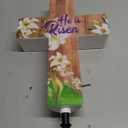 Easter Solar Lighted Cross with Purple Scarf He Is Risen Spring Outdoor Solar Religious Yard Decoration Light up Easter Cross Stakes for Home Outside Church Garden Porch Lawn Memorial Decor