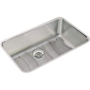 Elkay ELUH281610DBG Gourmet Lustertone Stainless Steel 30-1/2" x 18-1/2" Single Basin Undermount Kitchen Sink with 10" Depth, Rounded Basin Corners, Bottom Grid and Drain - Stainless Steel