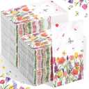 Yeaqee 200 Pcs Spring Floral Disposable Napkins Paper Guest Towels with Tulip & Butterfly Design Absorbent Decorative Hand Towels for Bathroom Tea Party Wedding Graduation Supplies(Floral)