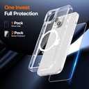 TAURI 3 in 1 Magnetic for iPhone 13 Case with 2X Screen Protectors, [Designed for Magsafe] [Not-Yellowing] Bling Cute Sparkly Phone Case for 13, Glitter Clear