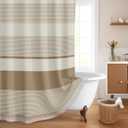 Emvency Boho Farmhouse Beige Stripe Tassel Shower Curtain Set, Striped Bohemian Modern Minimalist Linen Fabric Cloth Shower Curtains for Bathroom Decor 72 x 72 Inches with Upgraded Metal Hooks