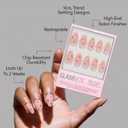 Glamnetic Press On Nails - Pink Comet | Short Almond Fake Nails in Pale Blush Pink with Lavender 3D Gems in a Glossy Finish, Salon Quality | 15 Sizes - 30 Nail Kit with Glue