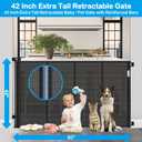 Reinforced 42" Tall X 80" Wide Retractable Dog Gate for Hallway Extra Tall Baby Gates for Dogs Indoor High Reinforced Bar Retractable Baby Gates for Doorways Extra Wide Pet Gate Outdoor, Black