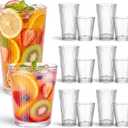 12 Pack Ribbed Drinking Glasses Set 9oz 12oz Ribbed Glass Cups Vintage Fluted Glassware Clear Cocktail Cup Clear Ice Coffee Highball Ripple Drinkware for Home Bar Beverages