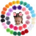 OAOLEER 40pcs 2" Flower Baby Hair Bows Clips, Chiffon Flower Tiny Hair Clips Fine Baby Hair Accessories for Girls Infants Toddlers Set of 20 Pairs