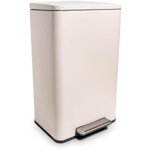 50 Liter / 13.2 Gallon Soft-Close, Smudge Resistant Trash Can with Foot Pedal and Built in Filter- White Color