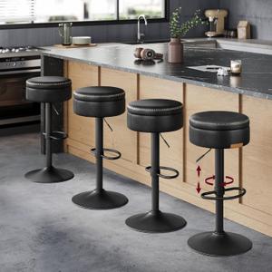 VASAGLE 360° Swivel Bar Stools Set of 4, Height Adjustable, with Storage, 16.1"D x 16.1"W x