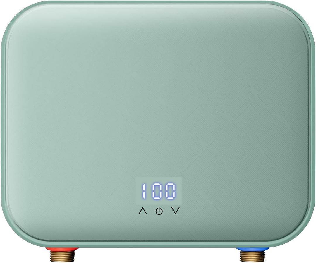Tankless Water Heater Electric 110v,4000W Constant Temperature Instant Hot Water Heater With Automatic Control System Touch Digital Display Water Heater Wall or Floor Mounted (Green)