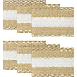 Artoid Mode Burlap Brown Farmhouse Rustic Placemats Set of 6, 12x18 Inch Seasonal Hollow Table Mats Party Kitchen Dining Decoration