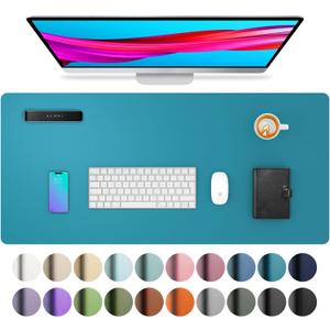 Aothia Leather Desk Pad Protector, Mouse Pad, Office Desk Mat, Non-Slip PU Leather Desk Blotter, Laptop Desk Pad, Waterproof Desk Writing Pad for Office and Home (Turquoise,31.5" x 15.7")