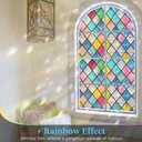 Haton Stained Glass Winodw Film, Rainbow Lattice Stickers, 29.5" x 78.7" | 3D Colorful Decorative Window Cling, Static Cling Removable, Blocks UV & Heat, Privacy Decals for Home Door, No Glue