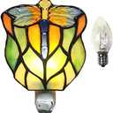 DUONAYU Stained Glass Dragonfly Night Light, Suitable for Bedroom, Corridor, Bathroom, Children's Room,This Would Make a Great Gift for a Birthday, Christmas, Anniversary.DYM9013