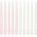 10 Inch White and Pink Spiral Taper Candle Set, 10 Pack Unscented Dripless Candlesticks for Dinner Baby Shower Party Brithday Wedding and Home Decoration