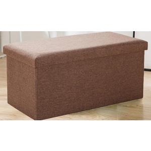 DAYARD Linen Fabric Storage Ottoman Foot Stool, Foldable Storage Bench for Bedroom, Living Room, Coffee (Medium)