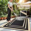 OLANLY Outdoor Rug 9x12 ft Waterproof, Reversible Outdoor Plastic Straw Rug, RV Mat, Indoor Outdoor Carpet Clearance for Patio, Camping, Balcony, Deck, Backyard, Black & Beige