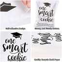 Whaline 100 Pack Graduation Candy Cookie Gift Bags One Smart Cookie Self-Adhesive Buffet Treat Bag Congrats Grad White Kraft Paper Treat Gift Bags for Graduation Party Decoration Supplies