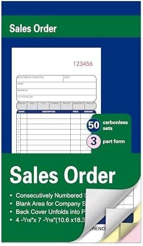 Enterprise Company Sales Order Book,3-Part Carbonless Paper,4-3/16 x 7-3/16 Inches,50 Sets,White/Canary/Pink, Pack 5