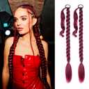 2 Pack Long DIY Braided Ponytail Extension with Hair Tie Straight Wrap Around Hair Extensions Ponytail(bug#)
