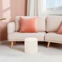 B FSOBEIIALEO Ottoman with Stroage, Boucle Round Storage Ottoman with Tray, Foot Rest Stool for Dorm Room, Living Room White, 12.99"x12.99"x13.78"