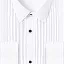 J.VER Tuxedo Shirts for Men French Cuff Dress Shirt with Metal Cufflinks Formal Business Pleated Shirt for Prom Wedding Party (Small, White)
