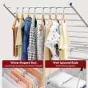 Sakugi Clothes Drying Rack with Height-Adjustable Wings, Metal Foldable Laundry Dryer Stand for Clothing & Bedding, Free-Standing Collapsible for Indoor & Outdoor Use, 55.5" L × 22.8" W, Silver Blue