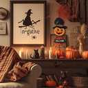 4 x Halloween Door Sign Hanging Decor,Welcome Sign for Front Door&Wall,Wooden Pumpkin signs Decorations for Home, Halloween Hanger Indoor Outdoor Party Haunted House Supplies