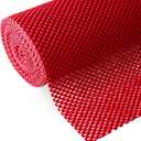 Rubberized Shelf Liner, Non-Adhesive Roll Drawer Liners 12 Inches x 20 Feet for Drawers, Non Slip Grip Durable Strong Clean, for Cabinets, Kitchen, Storage, Desks, Kitchenware, Tableware, Red