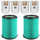 VF6000 Filter for Ridgid 5-20 Gallon Wet Dry Vacuums, 5-Layer HEPA Filter Fits WD5500 WD0671 WD6425 WD7000 (2 Pack VF6000 Filters + 4 Pack VF3502 Bags)