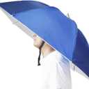 Umbrella Hat, 37 inch Fishing Umbrella Hat Hands Free Foldable UV Protection Umbrella Cap Adjustable Headwear for Fishing Golf Camping Beach Gardening Sunshade Outdoor (Blue)