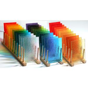 Lanyani 26 Sheets Transparent Stained Glass Sheets Packs for Art Crafts, Textured Bright Color Variety Translucent Cathedral Art Glass Sheets for Mosaic Glass DIY Projects, 4x6 inches