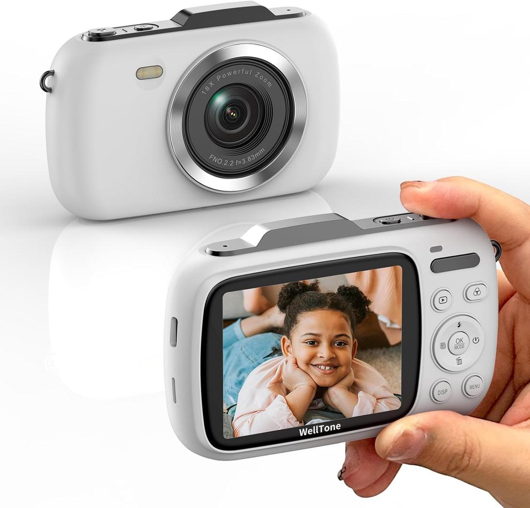 WellTone Digital Camera Kids 4K Video 64MP Photography Cameras, Compact 18X Zoom Point and Shoot, Autofocus Vlogging Mini Cameras, 2.8'' Screen with Flash for Teens Boys Girls Outdoor Travel