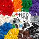 Play Platoon 1100 Pieces Building Bricks Set - 10 Classic Color Blocks - Bulk Building Blocks Compatible with Major Brands - 14 Different Shape Bricks - Includes Wheels, Tires, Axles, Windows & Door