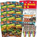 Monster Jam Party Favors Set - Bundle with 12 Monster Truck Play Packs with Coloring Pages, Stickers, Loot Bags, and More Birthday Party Supplies