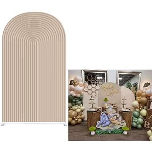 Arch Fabric Backdrop Covers Wedding Ripples Beige Color Arched 6ft Stand Covers Stretchy Background for Birthday Banquet Parties Bridal Shower Decor Banner (W75cm H180cm (30''by 72''))