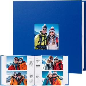 Photo Album 4x6 240 Photos with Writing Space Leather Cover with Front Window Picture Album, 240 Photos 4x6 Photo Album Book for Wedding Kids Travel Family Baby Pictures (Blue)