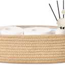 ABenkle Small Storage Basket, Jute Rope Woven Toilet Paper Tray Organizer for Toilet Tank Top, Boho Bathroom Decor Holder for Shelf Bedroom Living Room -13x6x4 Inches