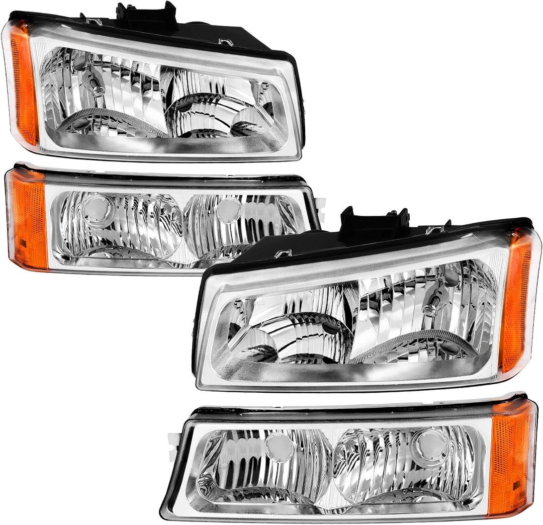 AUTOSAVER88 Headlight Assembly Compatible with 2003-2006 Chevy Silverado 1500 2500 3500 1500 HD 2500 HD Avalanche 1500 2500/07 Chevy Classic Pickup Headlamp Replacement (Not Fit Body Cladding Models)