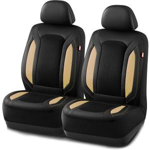 Rubbermaid Leather Mesh Car Seat Covers, Breathable Air Mesh Front Seat Cover, Universal Fit Slip-on Design, Airbag Compatible, Automotive Seat Protector for Most Cars, SUVs, Trucks, Vans-Beige