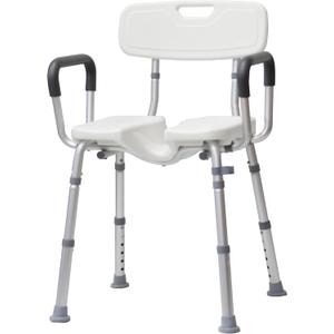 Shower Chair for Inside Shower with Arms and Back, Anti-Slip Design Shower Seat, Shower Chair for Elderly and Disabled with Groove for Private Cleaning, Adjustable Height