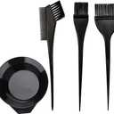 Hair Dye Color Brush and Bowl Set, Color Bowl Brushes Tool Mixing Bowl Kit Tint Comb for Hair Tint Dying Coloring Applicator (Black)