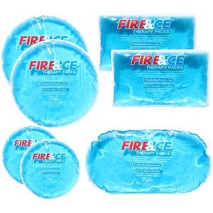 Fire & Ice Hot Cold Gel Packs-7 Reusable Packs in 4 Sizes for Multiple Applications  Muscle & Joint Pain, Sinus Relief, First Aid for Injuries, Tired Eyes, Child Boo Boos, or Keeping Lunches Cool