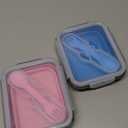 2 Pack Collapsible Silicone Bento Lunch Boxes With Lids Spoon Fork, 20.3oz, Lunch Food Storage Containers, Safe in Microwave, Dishwasher and Freezer, BPA Free (Blue and Pink)